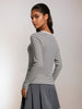 Sinsay Women's Black & White Striped Long Sleeve Knitted Blouse