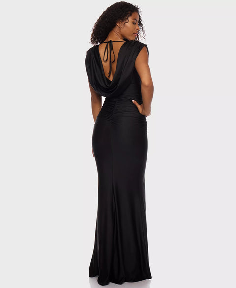 Alex & Sophia Women's Black  Cowlneck Ruched Maxi Dress| Alex & Sophia in Lebanon