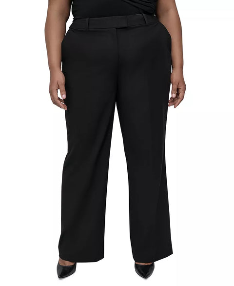DKNY Women's Black Plus Size Wide-Leg Trousers | DKNY In Lebanon