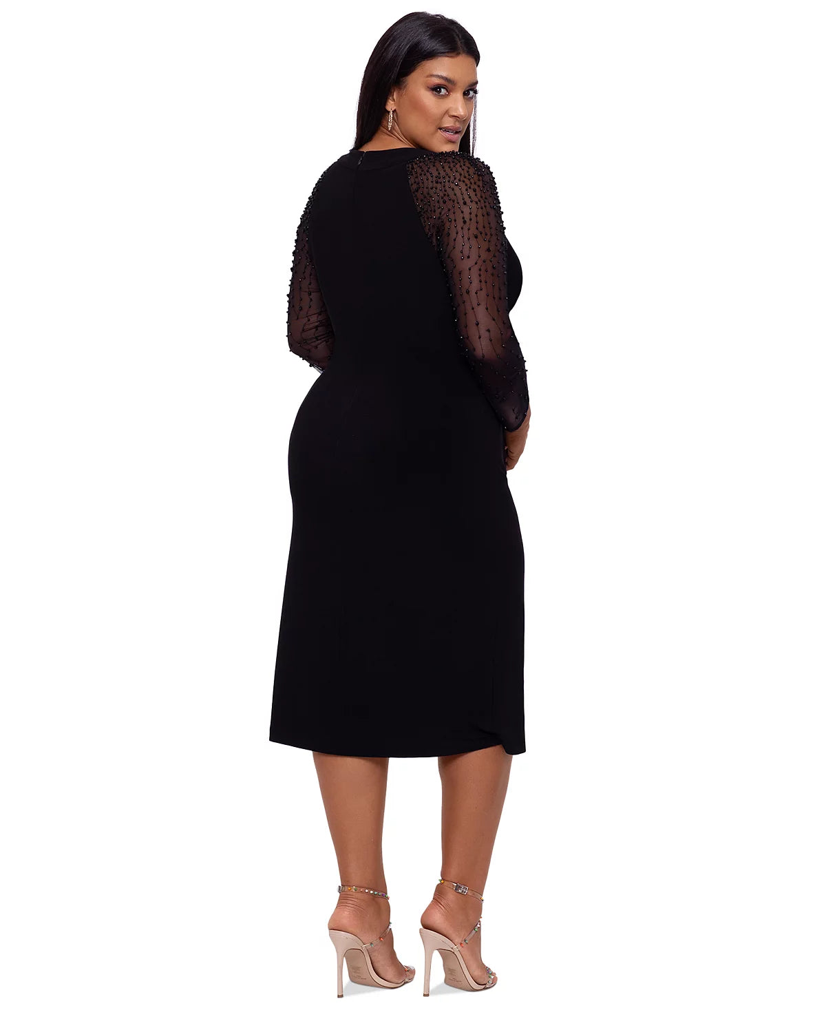 Betsy & Adam Women's Black Plus Size Embellished-Sleeve Bodycon Dress | Betsy & Adam In Lebanon