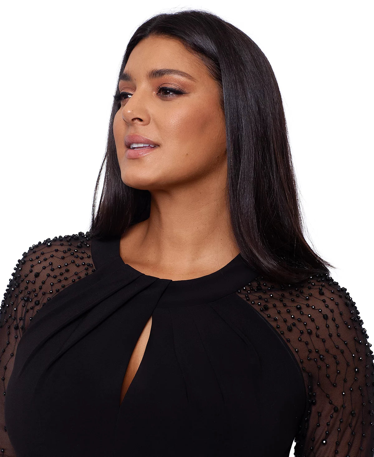 Betsy & Adam Women's Black Plus Size Embellished-Sleeve Bodycon Dress | Betsy & Adam In Lebanon