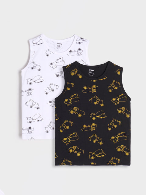 Sinsay Boy's Black/White Printed 2-Pack Undershirt | Sinsay In Lebanon