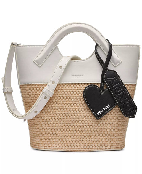 DKNY Women's White & Beige Malena Small Bucket Crossbody Bag | DKNY In Lebanon
