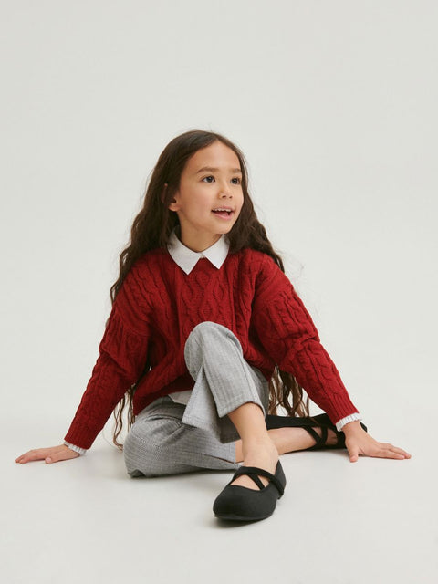 Reserved Girl's Red Knitted Long Sleeve Sweater |Reserved In Lebanon