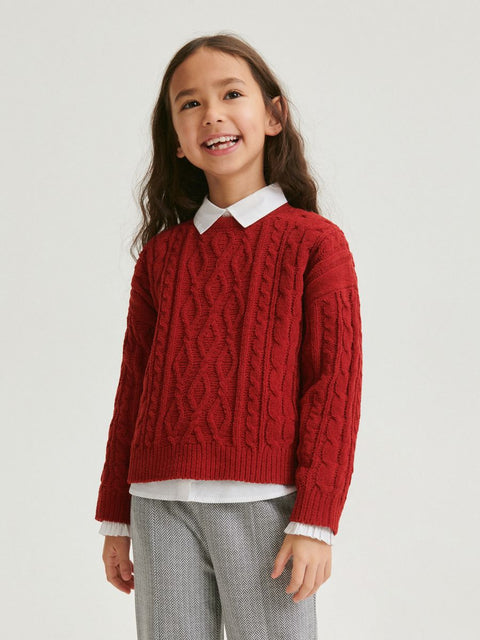Reserved Girl's Red Knitted Long Sleeve Sweater |Reserved In Lebanon