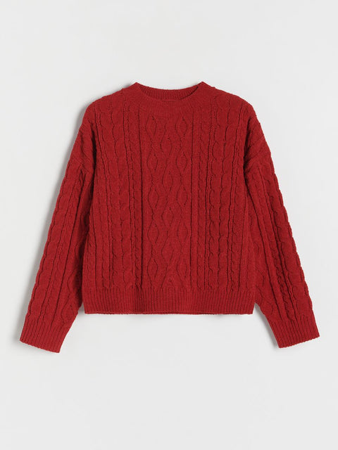 Reserved Girl's Red Knitted Long Sleeve Sweater |Reserved In Lebanon