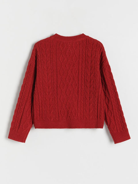 Reserved Girl's Red Knitted Long Sleeve Sweater |Reserved In Lebanon