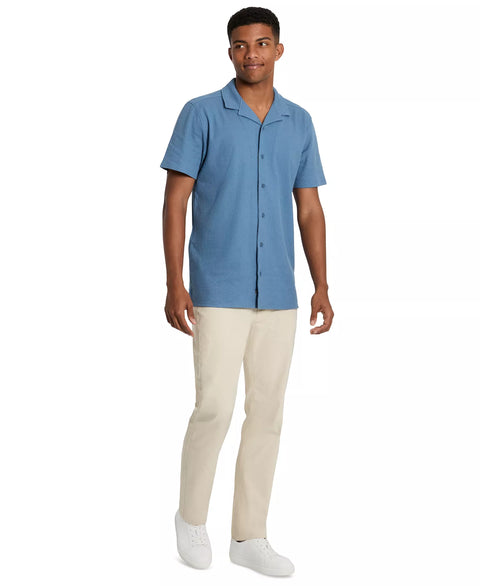 Kenneth Cole Men's Blue Short Sleeve Seersucker Camp Shirt | Kenneth Cole In Lebanon