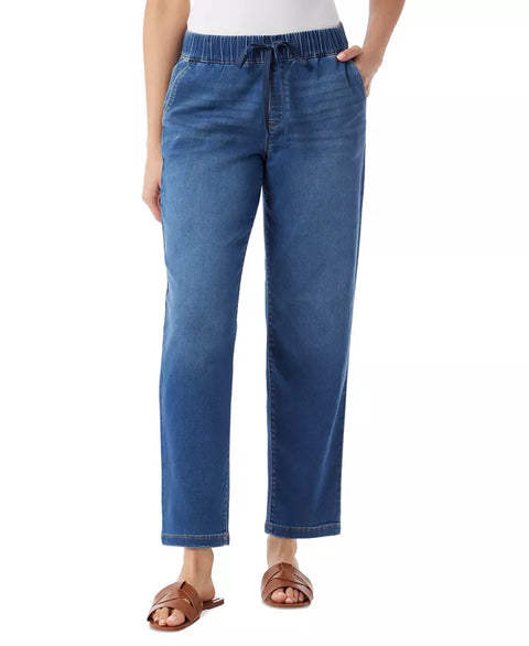 Gloria Vanderbilt Women's Dark Blue Knitology Anya Drawstring Straight-Leg Jeans | Gloria Vanderbilt In Lebanon