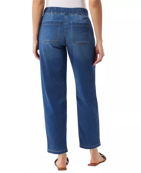 Gloria Vanderbilt Women's Dark Blue Knitology Anya Drawstring Straight-Leg Jeans | Gloria Vanderbilt In Lebanon
