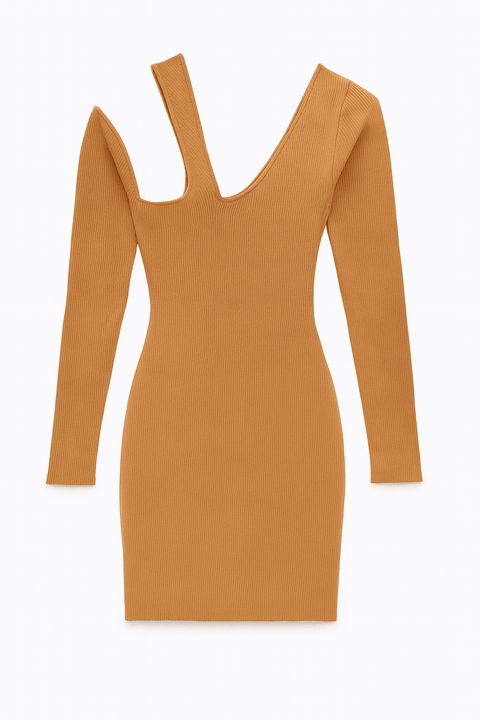 LeGer Women's Mustard Long-Sleeve Dress| LeGer in Lebanon