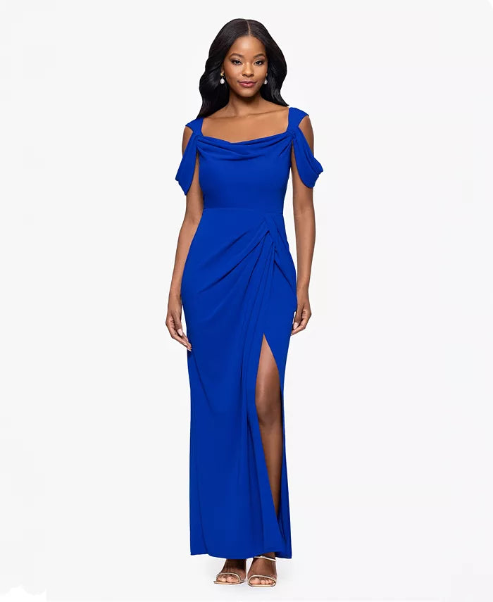 Betsy & Adam Women's Royal Blue Cold-Shoulder Cowlneck Dress | Betsy & Adam In Lebanon