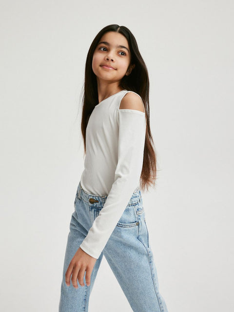 Reserved Girl's White Off-Shoulder With Glitter Blouse | Reserved In Lebanon
