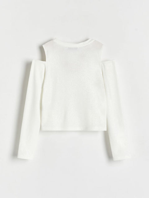 Reserved Girl's White Off-Shoulder With Glitter Blouse | Reserved In Lebanon