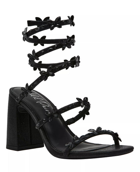 Wild Pair Women's Black Strappy Block Evening Heeled Sandal | Wild Pair In Lebanon