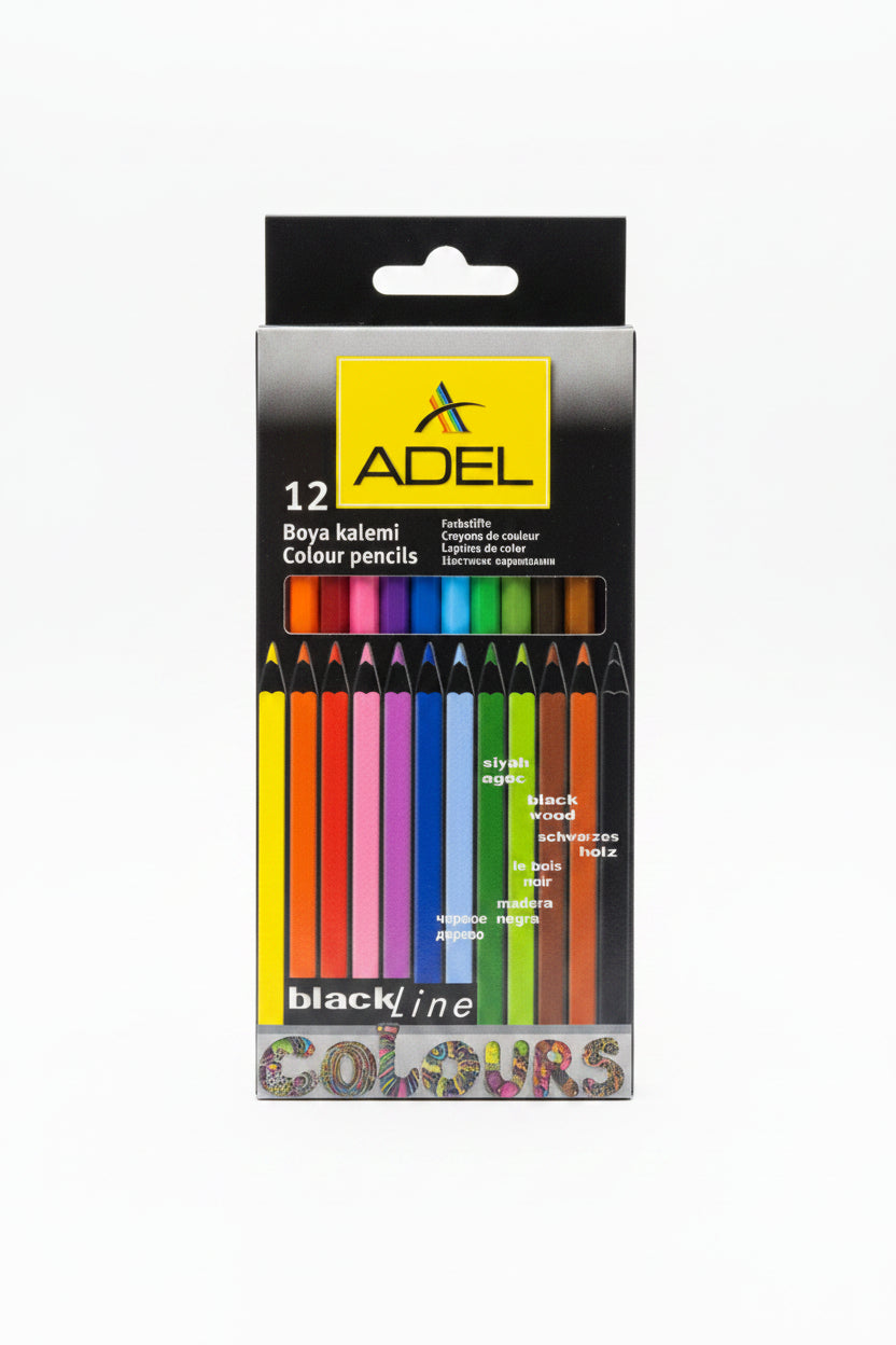 Adel Black Line 12 Colour Pencils(2220223100))