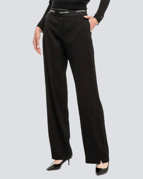 Calvin Klein Women's Black High Waisted Fabric Pants K20K202129 BEH