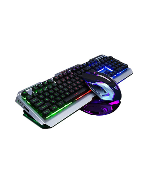 لوحة مفاتيح Kingjinglo V1 Monipulator و Mouse Set Mechanical Gaming Keyboard RGB LED LED Backlit Wired Sets AM92