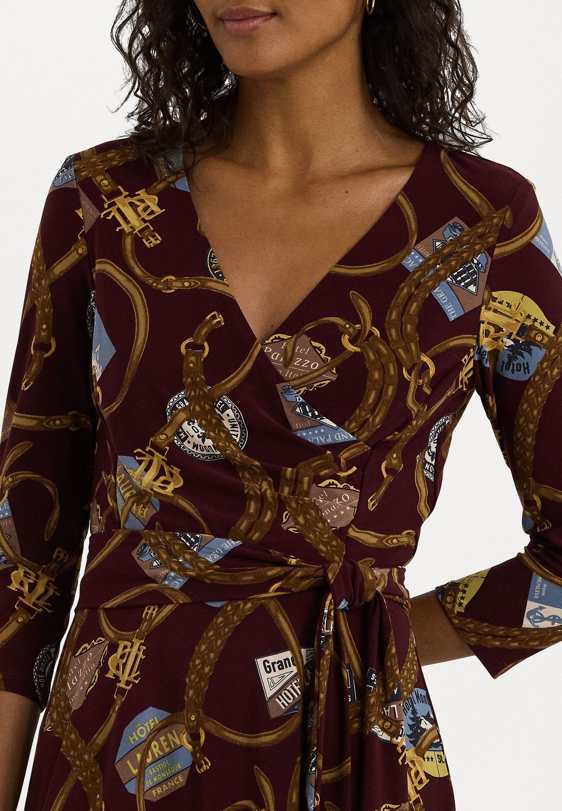 Lauren Ralph Lauren Women's Burgundy Print Jersey  Dress |Lauren Ralph Lauren in Lebanon