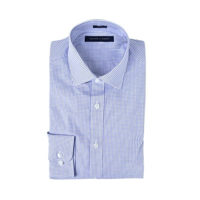 Tommy Hilfiger Men's Blue & White Checked Slim Fit Stretch Dress Shirt | Tommy Hilfiger In Lebanon