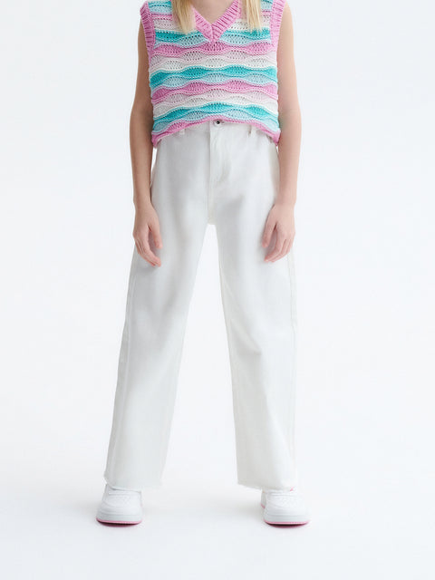 Reserved Girl's Off White Wide Leg Classic Jeans | Reserved In Lebanon