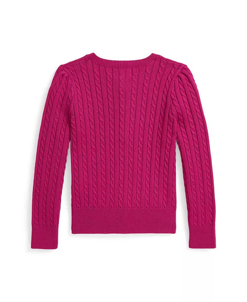 Polo Ralph Lauren Girl's Fuchsia Mini Cable Cotton Cardigan | Polo Ralph Lauren In Lebanon