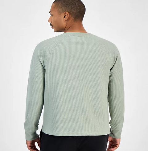Sun & Stone Men's Aqua Waffle-Knit Thermal Sweatshirt |Sun & Stone In Lebanon