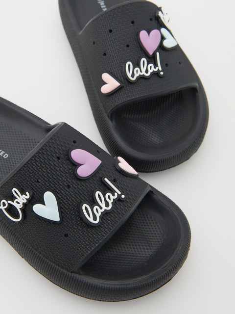 Reserved Girl's Black Slipper | Reserved In Lebanon