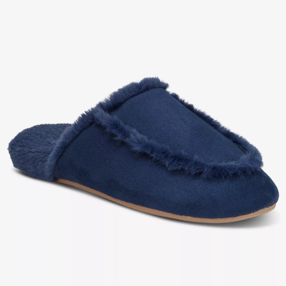 Charter Club Women's Navy Faux Shearling Slide Slippers