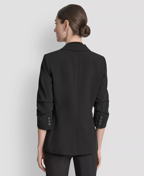 DKNY Women's Black Ruched Sleeve One Button Blazer | DKNY In Lebanon