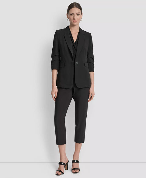 DKNY Women's Black Ruched Sleeve One Button Blazer | DKNY In Lebanon