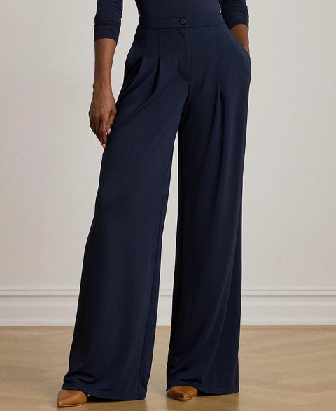Lauren Ralph Lauren Women's Navy Pleated Stretch Jersey Wide-Leg Pants | Lauren Ralph Lauren In Lebanon