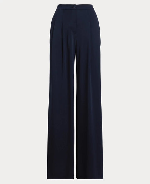 Lauren Ralph Lauren Women's Navy Pleated Stretch Jersey Wide-Leg Pants | Lauren Ralph Lauren In Lebanon