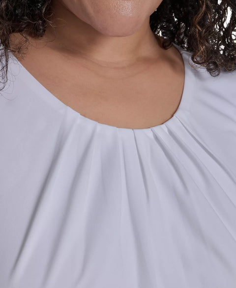 Calvin Klein Women's White Sleeveless Pleat-Neck Blouse | Calvin Klein in Lebanon