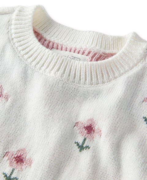 Little Planet By Carter's Organic Baby Girl's White/Pink 2pc Floral Sweater Set | Little Planet By Carter's Organic In Lebanon