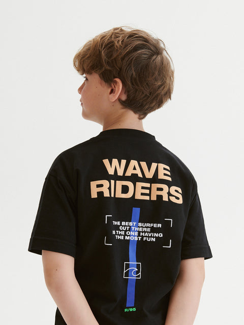 Reserved Boy's Black Wave Riders T-Shirt | Reserved In Lebanon