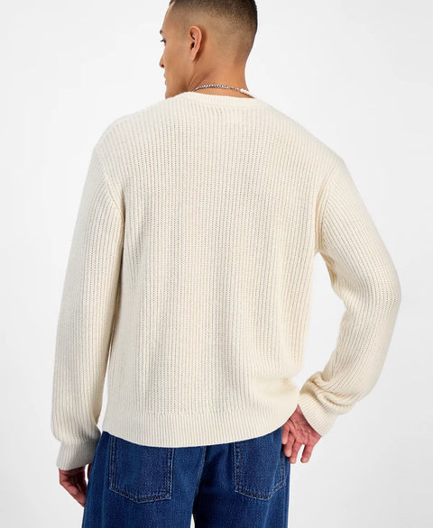 Mode of One Men's Off White Long-Sleeve Relaxed Crewneck Sweater | Mode of One In Lebanon