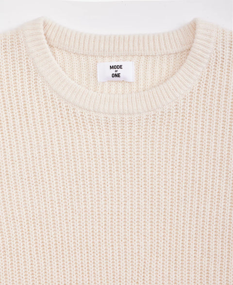 Mode of One Men's Off White Long-Sleeve Relaxed Crewneck Sweater | Mode of One In Lebanon