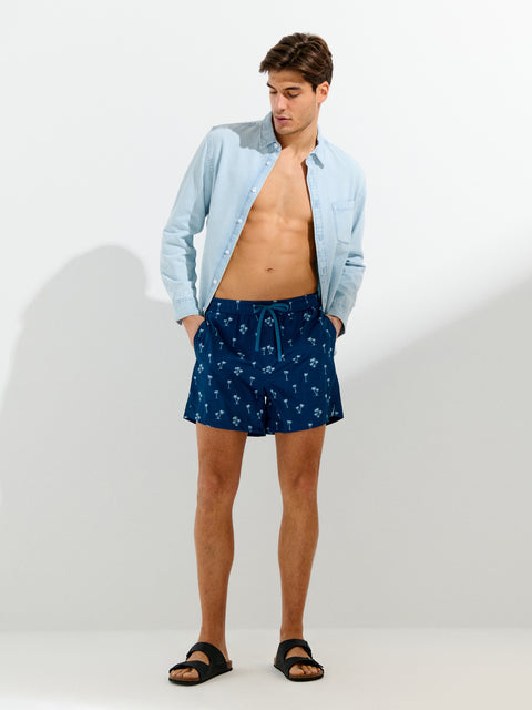 Sinsay Men's Navy Blue Swimming Short With A Print | Sinsay In Lebanon