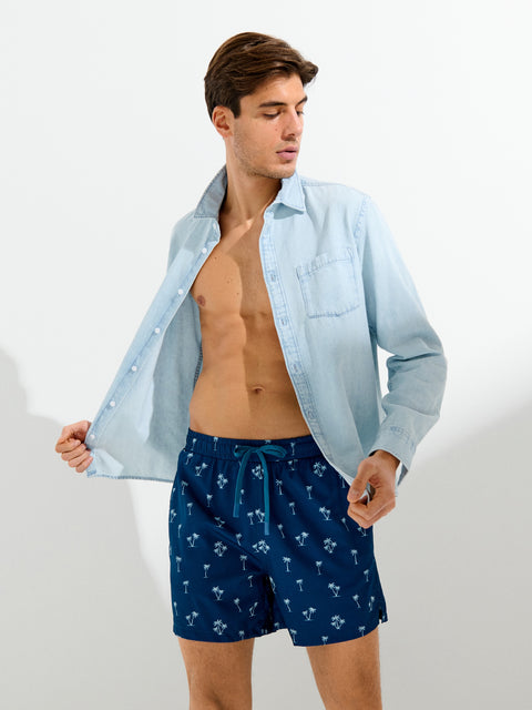 Sinsay Men's Navy Blue Swimming Short With A Print | Sinsay In Lebanon