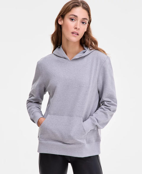 Id Ideology Women's Grey Heather Kangaroo-Pocket Fleece Hoodie | Id Ideology In Lebanon