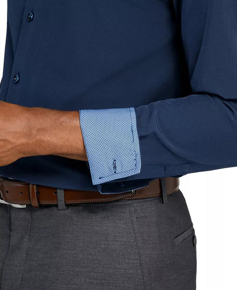 ConStruct Men's Navy Slim-Fit Solid Performance Stretch Cooling Comfort Dress Shirt |ConStruct In Lebanon