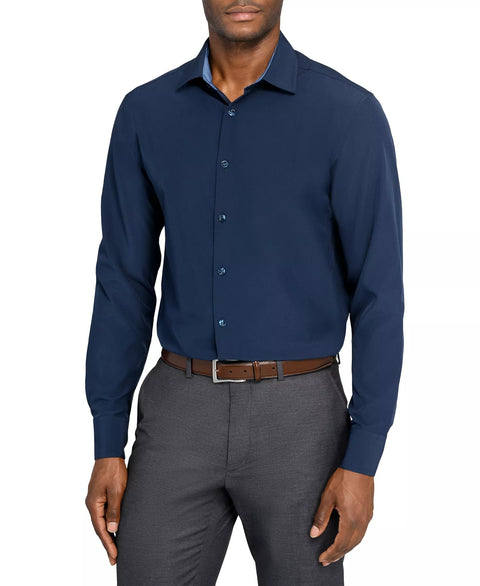 ConStruct Men's Navy Slim-Fit Solid Performance Stretch Cooling Comfort Dress Shirt |ConStruct In Lebanon