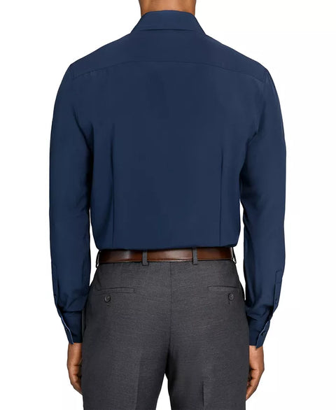 ConStruct Men's Navy Slim-Fit Solid Performance Stretch Cooling Comfort Dress Shirt |ConStruct In Lebanon