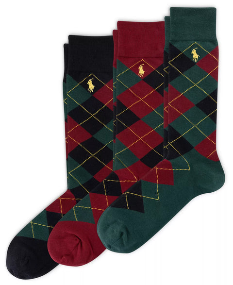Polo Ralph Lauren Men's Multicolor 3-Pack Argyle Dress Socks| Polo Ralph Lauren in Lebanon