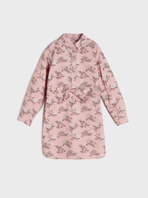 Sinsay Girl's Pink Floral Long Sleeve Belted Dress |Sinsay In Lebanon