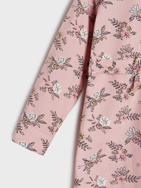 Sinsay Girl's Pink Floral Long Sleeve Belted Dress |Sinsay In Lebanon