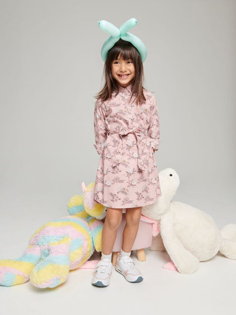 Sinsay Girl's Pink Floral Long Sleeve Belted Dress |Sinsay In Lebanon