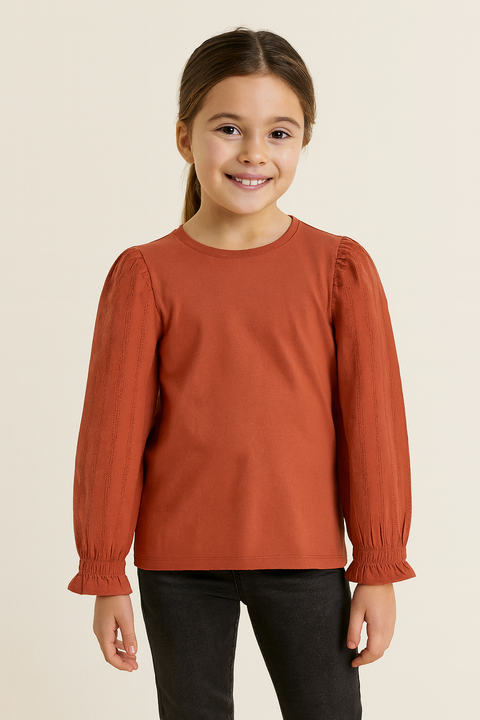 POMPdeLUX Girl's Dusty Rose Jill  Long Sleeve Blouse | POMPdeLUX in Lebanon