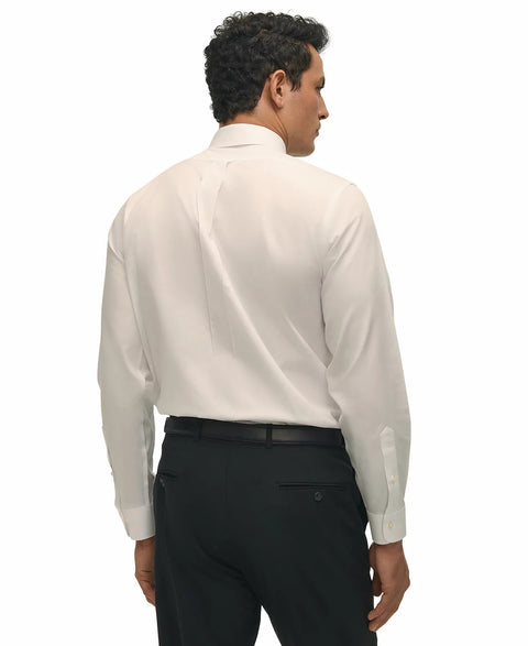B By Brooks Brothers Men's White Regular Fit Non-Iron Spread Collar Solid Pinpoint Dress Shirt | B By Brooks Brothers In Lebanon